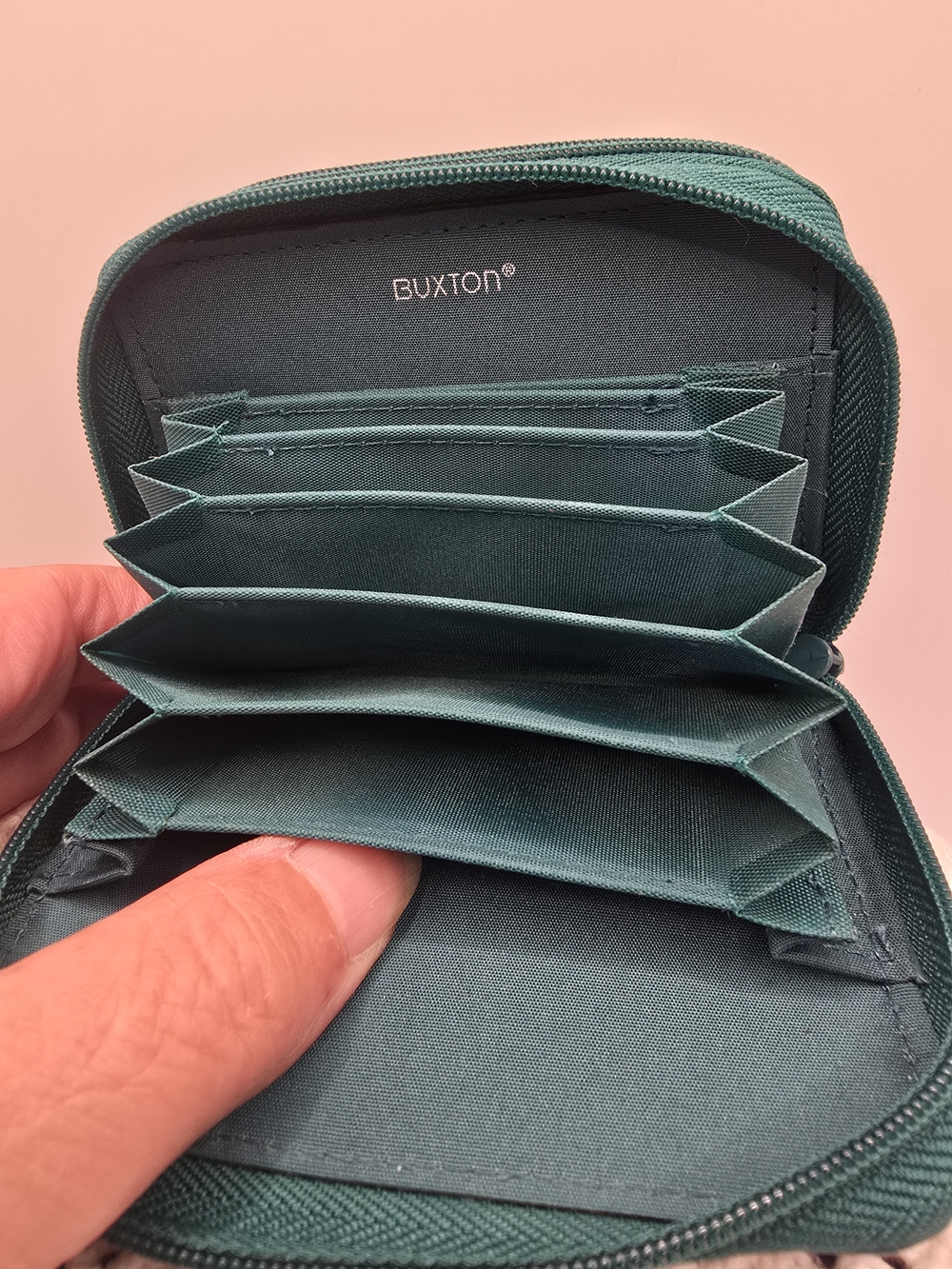Buxton Teal Accordion Zip Card Wallet